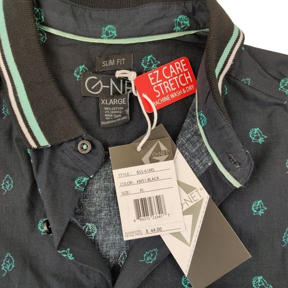 Mens G-NET Slim Fit Short Sleeve Button Down Shirt Blue Floral Size XL NWT - Picture 4 of 7